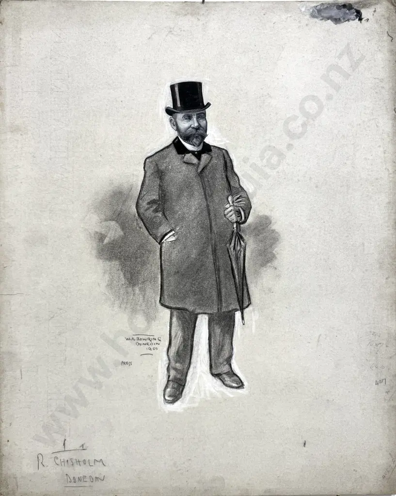 Walter Bowring - R Chisholm, Graphite, Ink & Gouache on Board - 1901 Image 1++