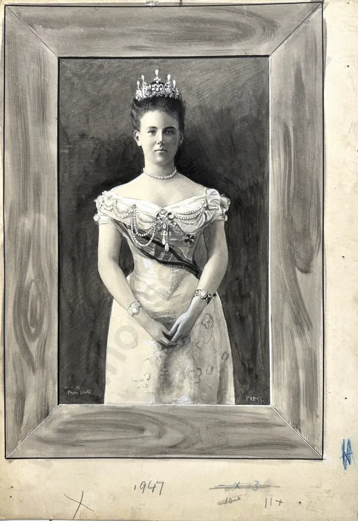 Walter Bowring - Queen Wilhelmina of Netherlands, Ink & Gouache on Board Image 1++