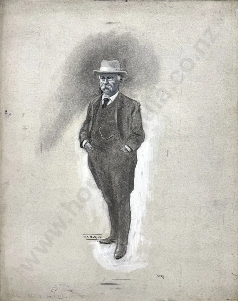 Walter Bowring - W Carey Hill, Graphite, Ink & Gouache on Board Image 1++