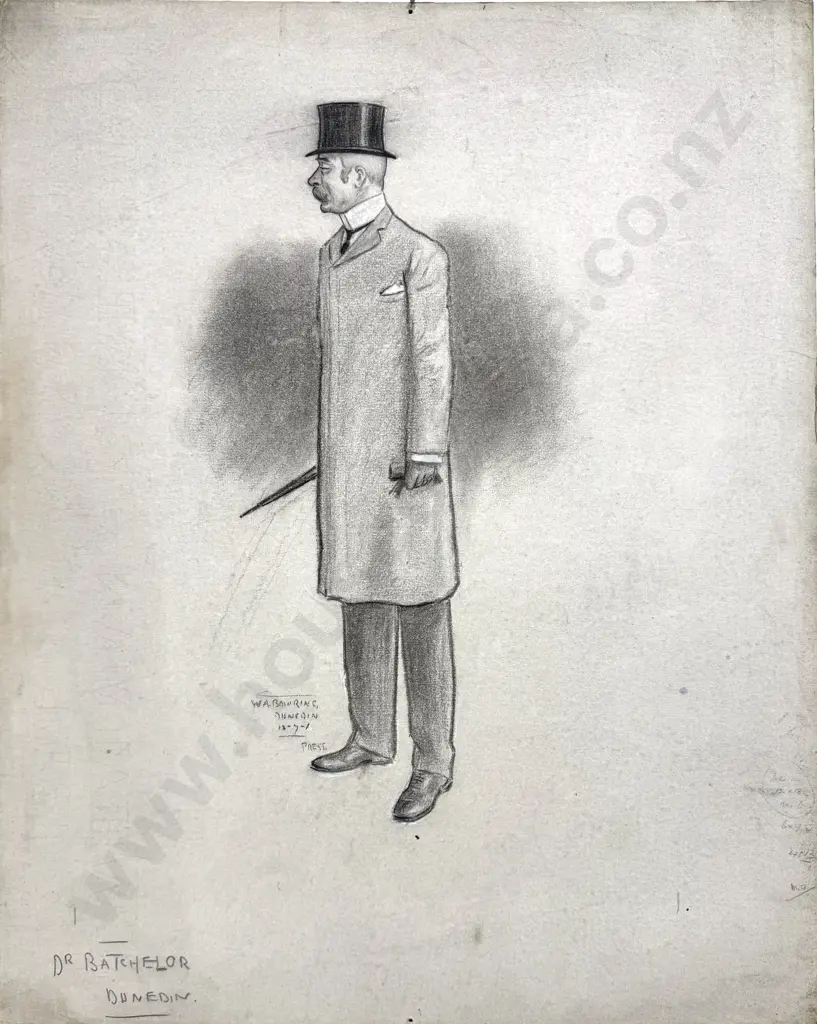 Walter Bowring - Dr Batchelor, Graphite, Ink & Gouache on Board - 1901 Image 1++