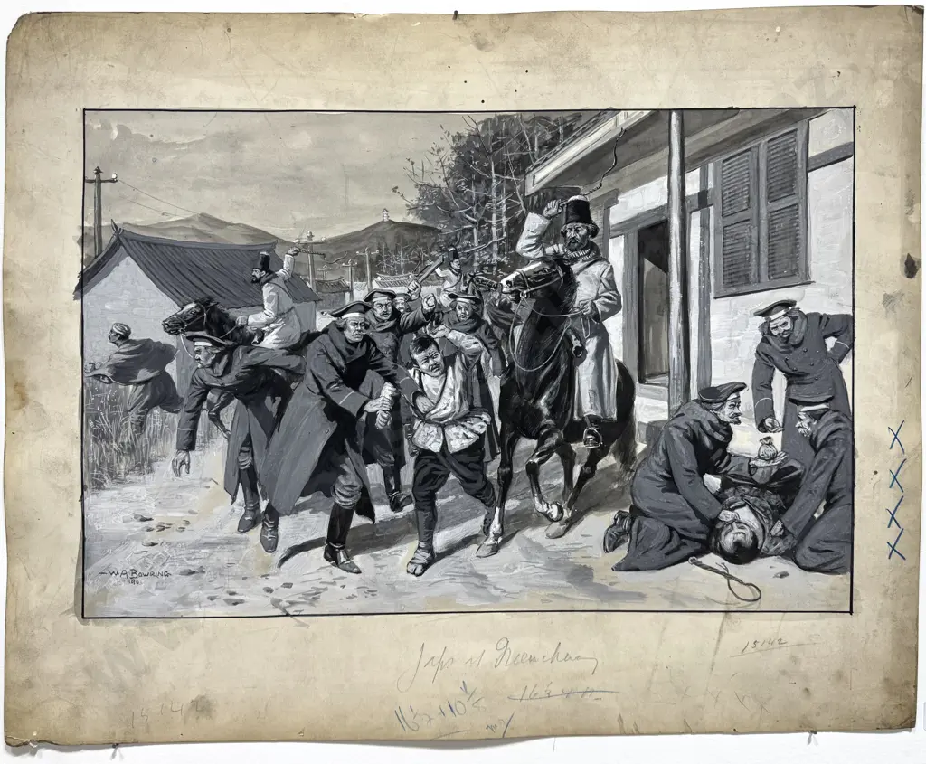Walter Bowring: Japanese Invasion, Ink, Gouache & Graphite on Board Image 1++
