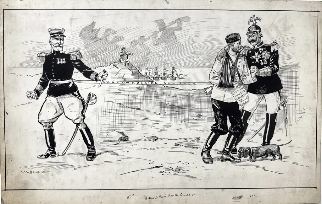 Walter Bowring - Franco-Russian Alliance, Ink on Board Image 1++