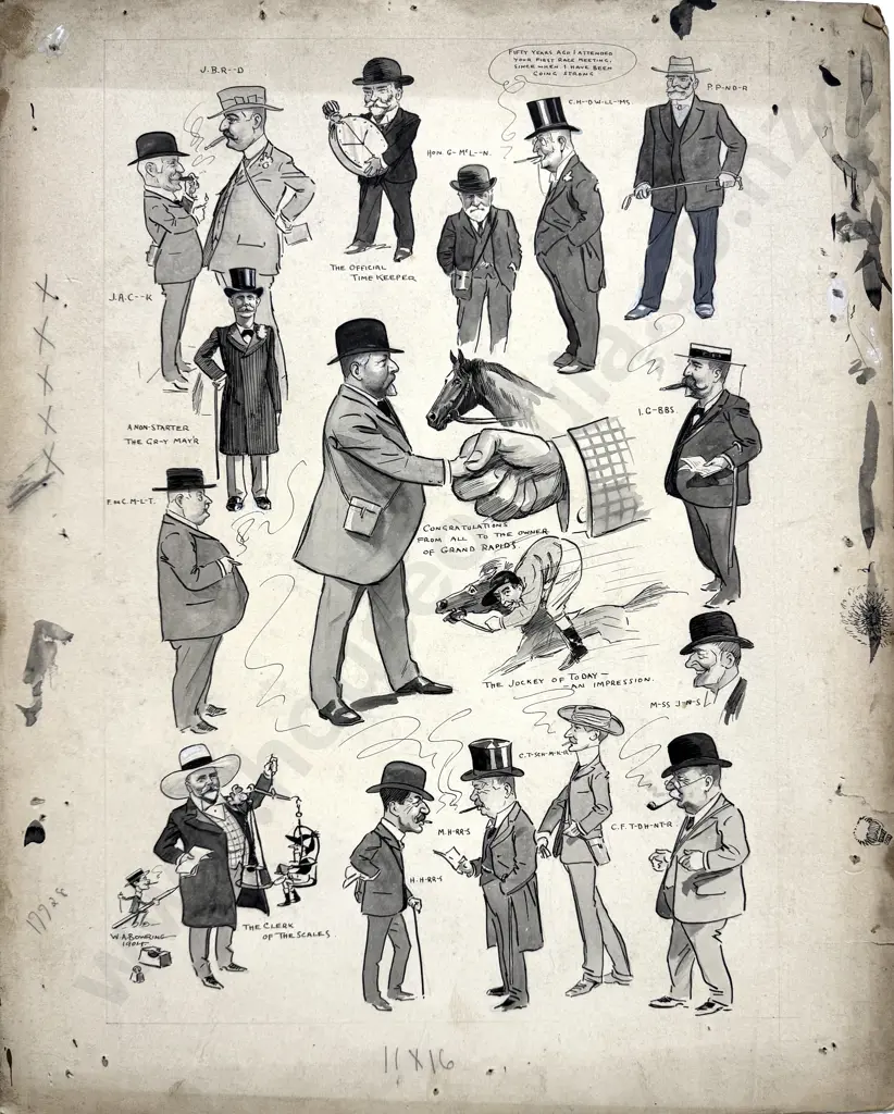 Walter Bowring - At the Races, Ink & Graphite on Board (1904) Image 1++