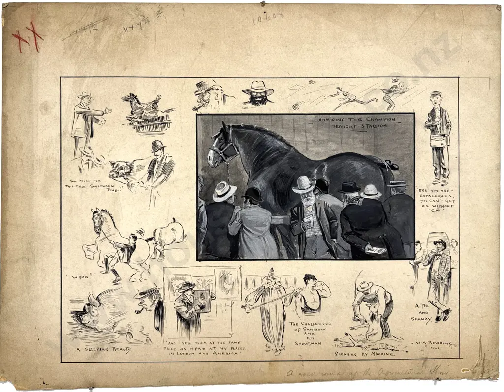 Walter Bowring - 'A walk round at the Agricultural Show' Ink & Gouache on Board (1902 ) Image 1++