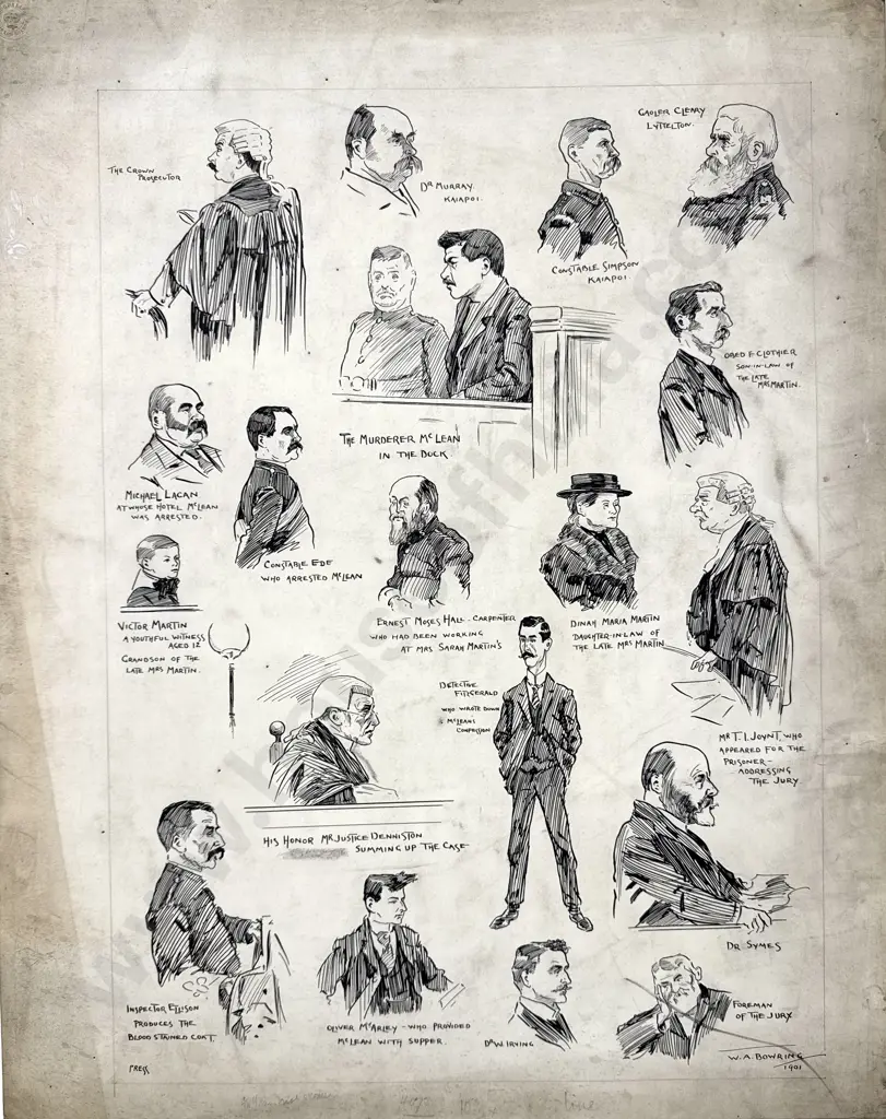 Walter Bowring - The Murderer McLean, Ink on Board (1901) Image 1++