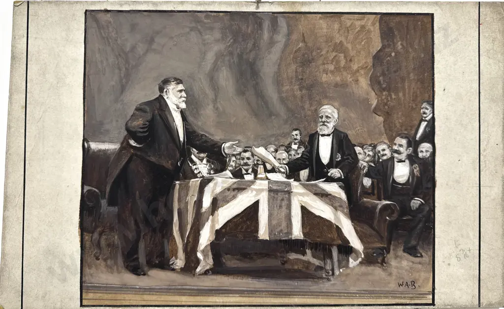Walter Bowring - Testimonial for the Premier & Richard Seddon and Sir John Hall, Ink & Gouache on Board Image 1++
