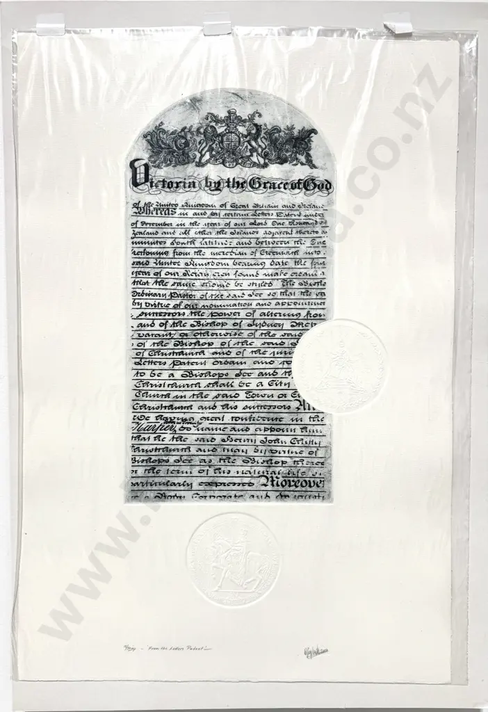 Denise Copland - "From the Letters Patent", Etching on Vellum No. 12/50 Image 1++