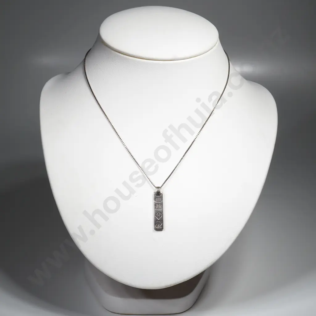 Sterling Silver Ingot Pendant & Chain Image 1++