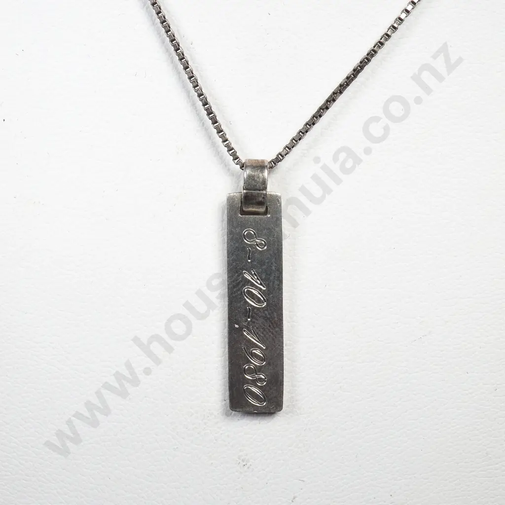 Sterling Silver Ingot Pendant & Chain Image 1++