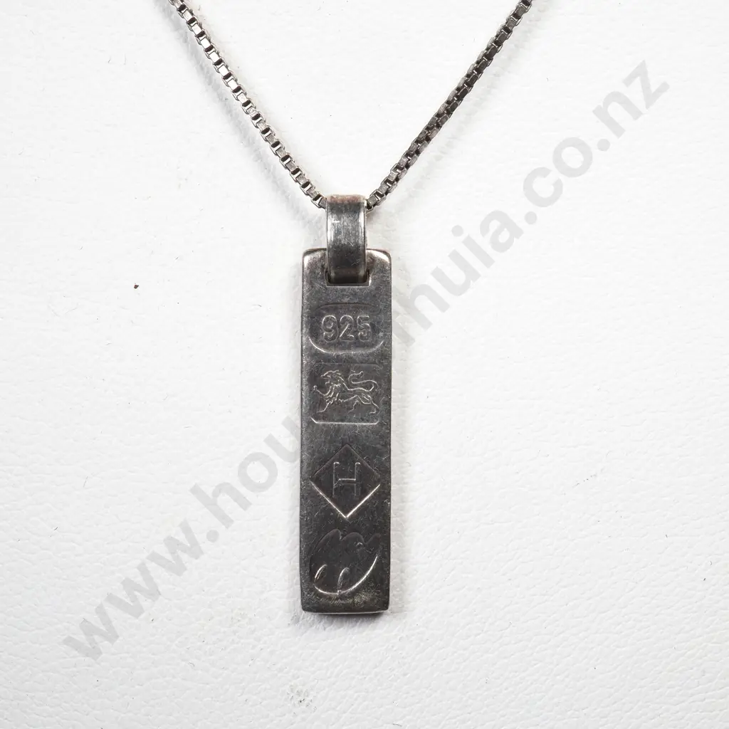 Sterling Silver Ingot Pendant & Chain Image 1++