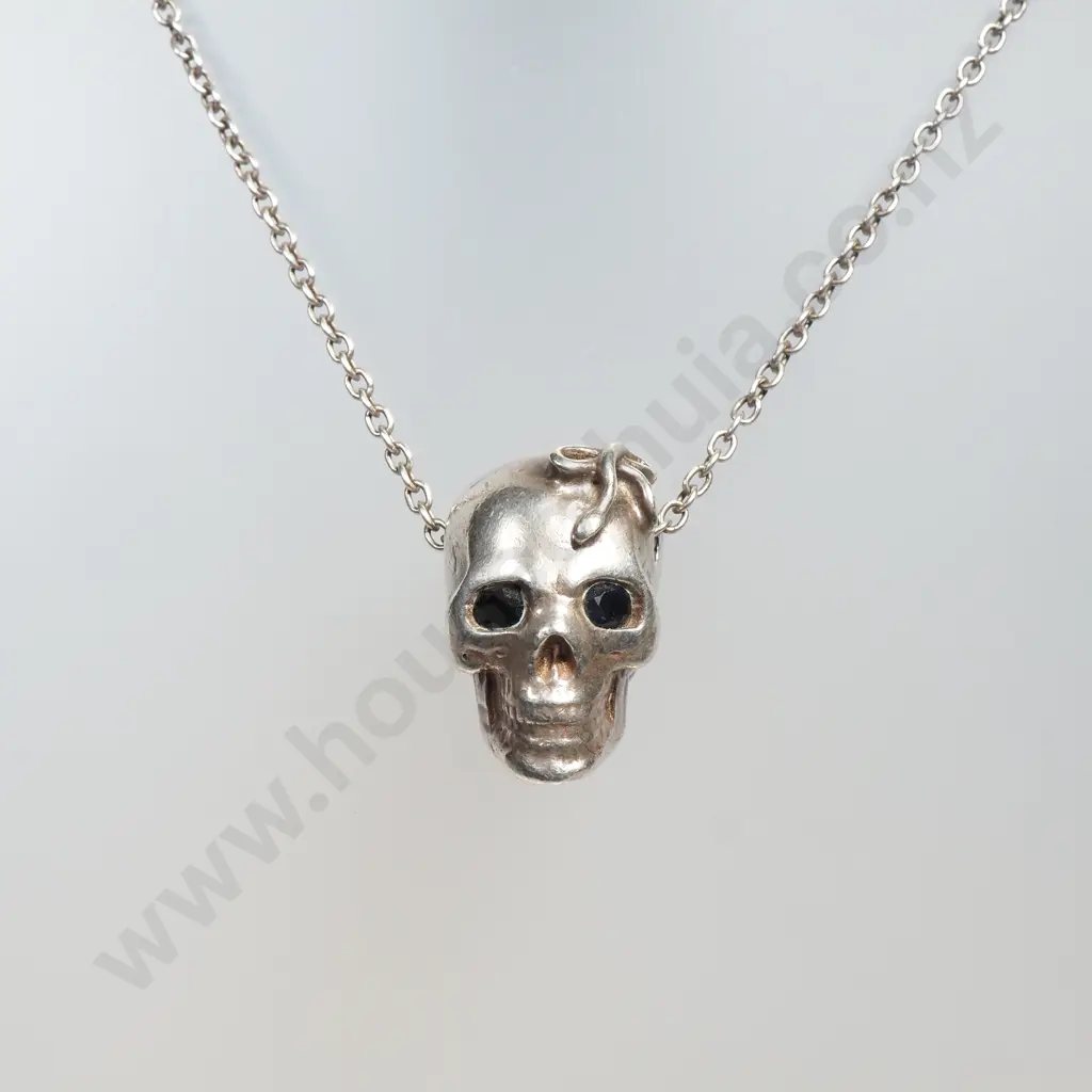 Large Sterling Silver Skull Pendant Image 1++