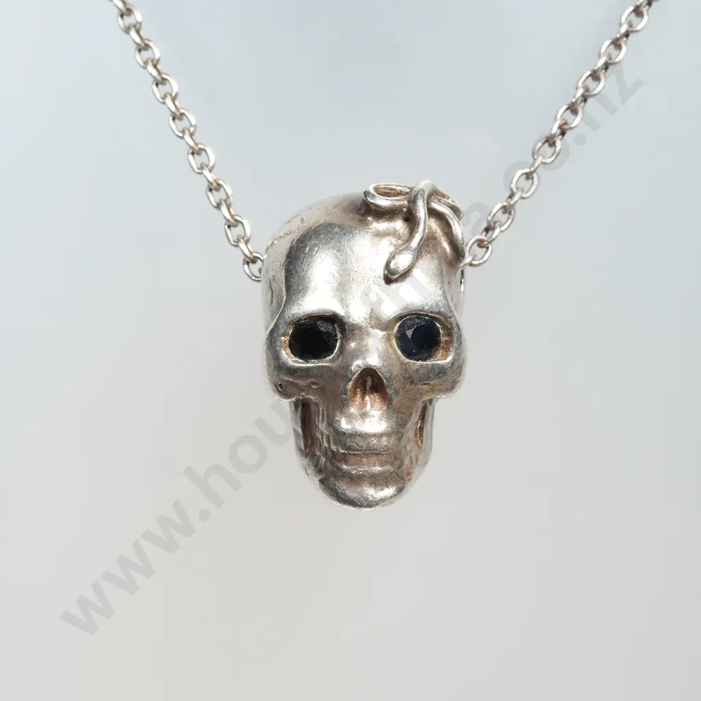 Large Sterling Silver Skull Pendant Image 1++