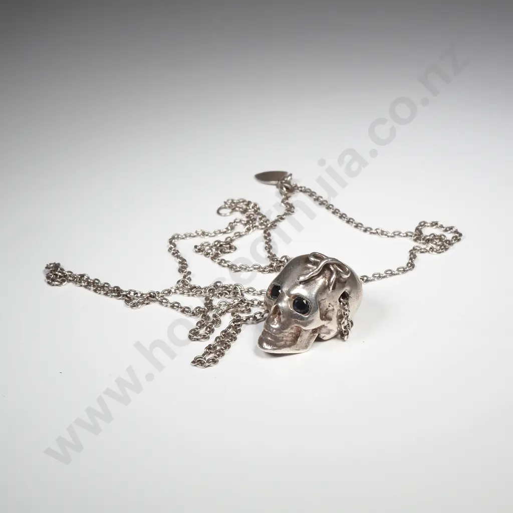 Large Sterling Silver Skull Pendant Image 1++