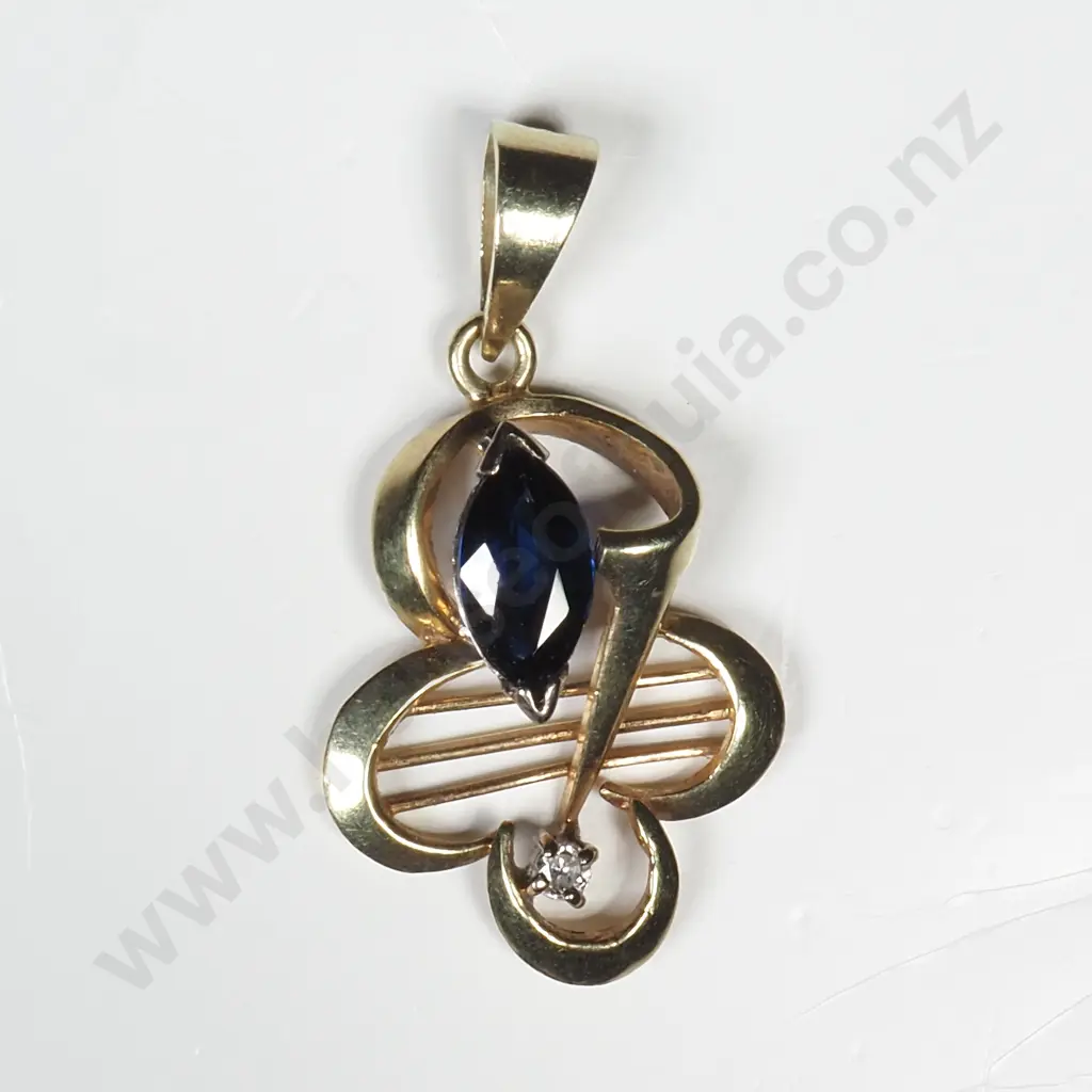 14ct Gold Sapphire Pendant Image 1++