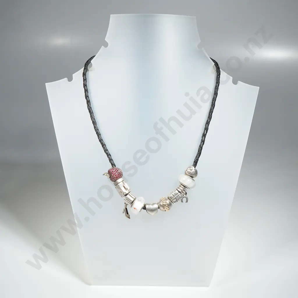 Pandora Necklace w Various Sterling Silver Charms Image 1++