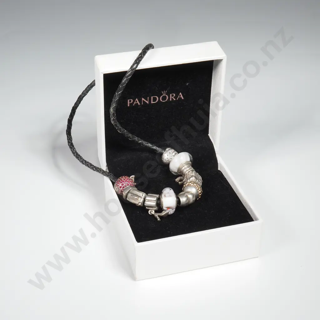 Pandora Necklace w Various Sterling Silver Charms Image 1++