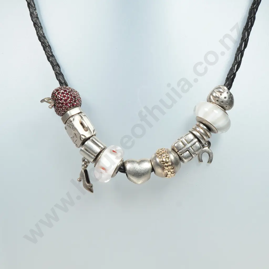 Pandora Necklace w Various Sterling Silver Charms Image 1++