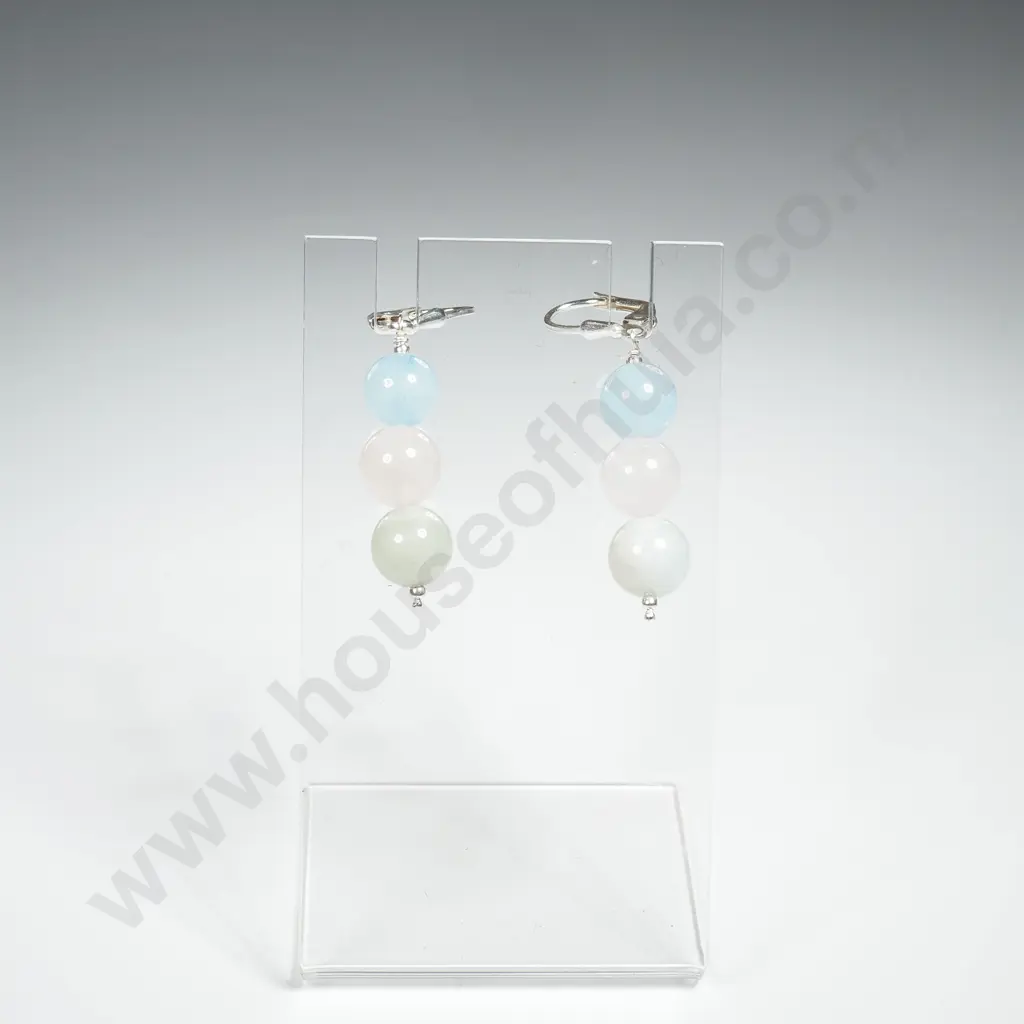 Sterling Silver Morganite Earrings Image 1++