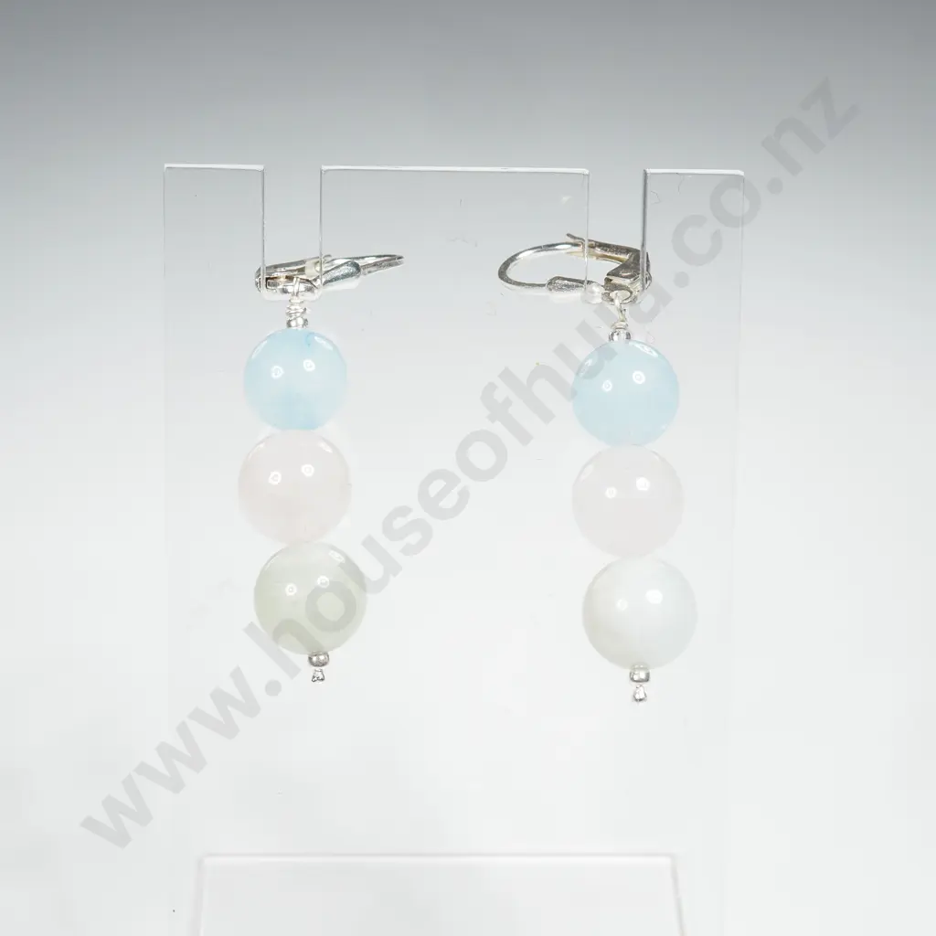 Sterling Silver Morganite Earrings Image 1++