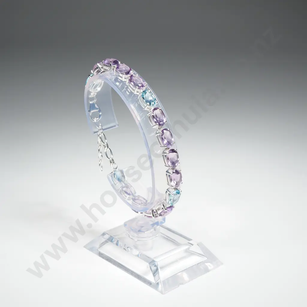 Sterling Silver Amethyst & Sky Blue Topaz Bracelet Image 1++