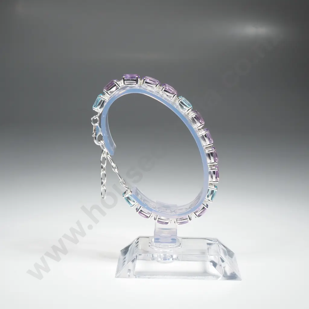 Sterling Silver Amethyst & Sky Blue Topaz Bracelet Image 1++