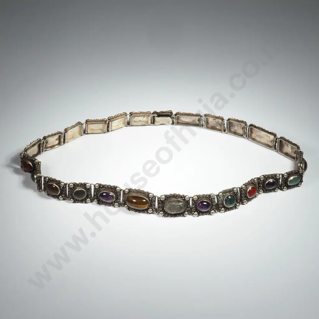 Elaborate Silver & Coloured Stone Bracelet Image 1++
