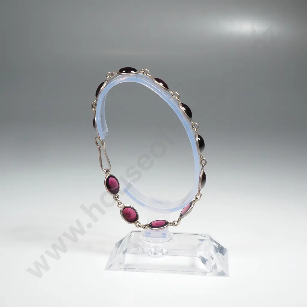 Sterling Silver & Red Purple Stone Bracelet Image 1++