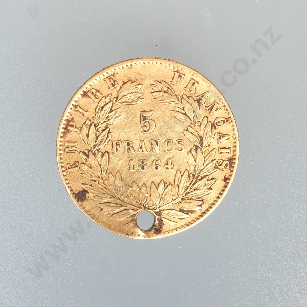 1864 5 Franc French Gold Coin Image 1++