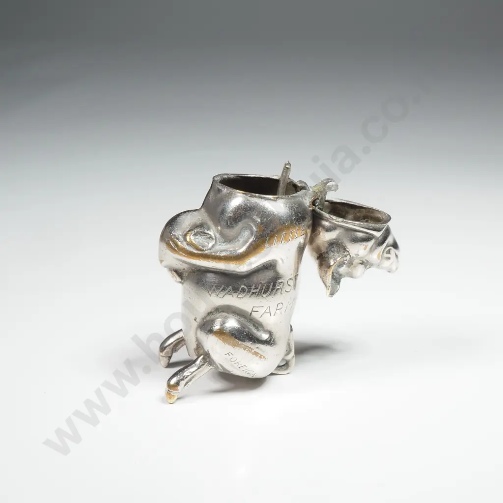 Novelty Silver Plate Pig Vesta Case/ Match Safe  Inscribed Wadhurst Farm Image 1++
