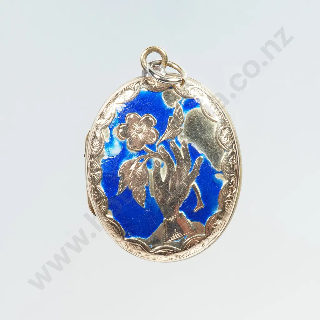 Antique Rolled Gold & Enamel Locket Image 1++
