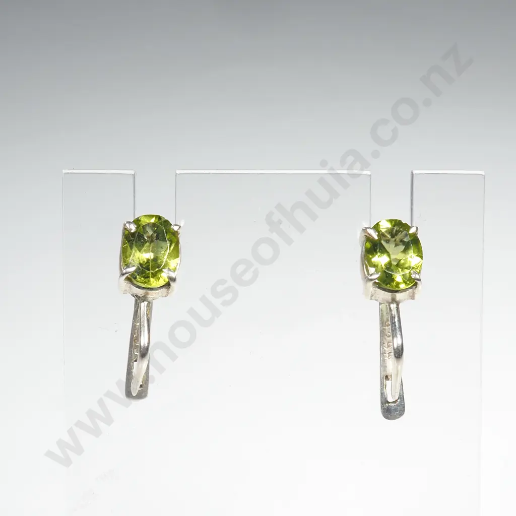 Sterling Silver Peridot Earrings Image 1++