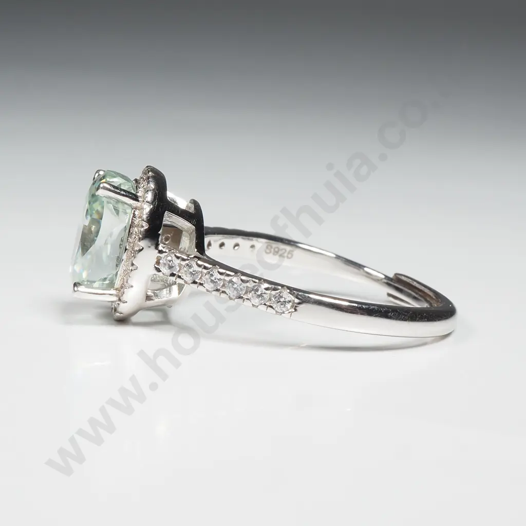 Sterling Silver Adjustable Moissanite Ring Image 1++