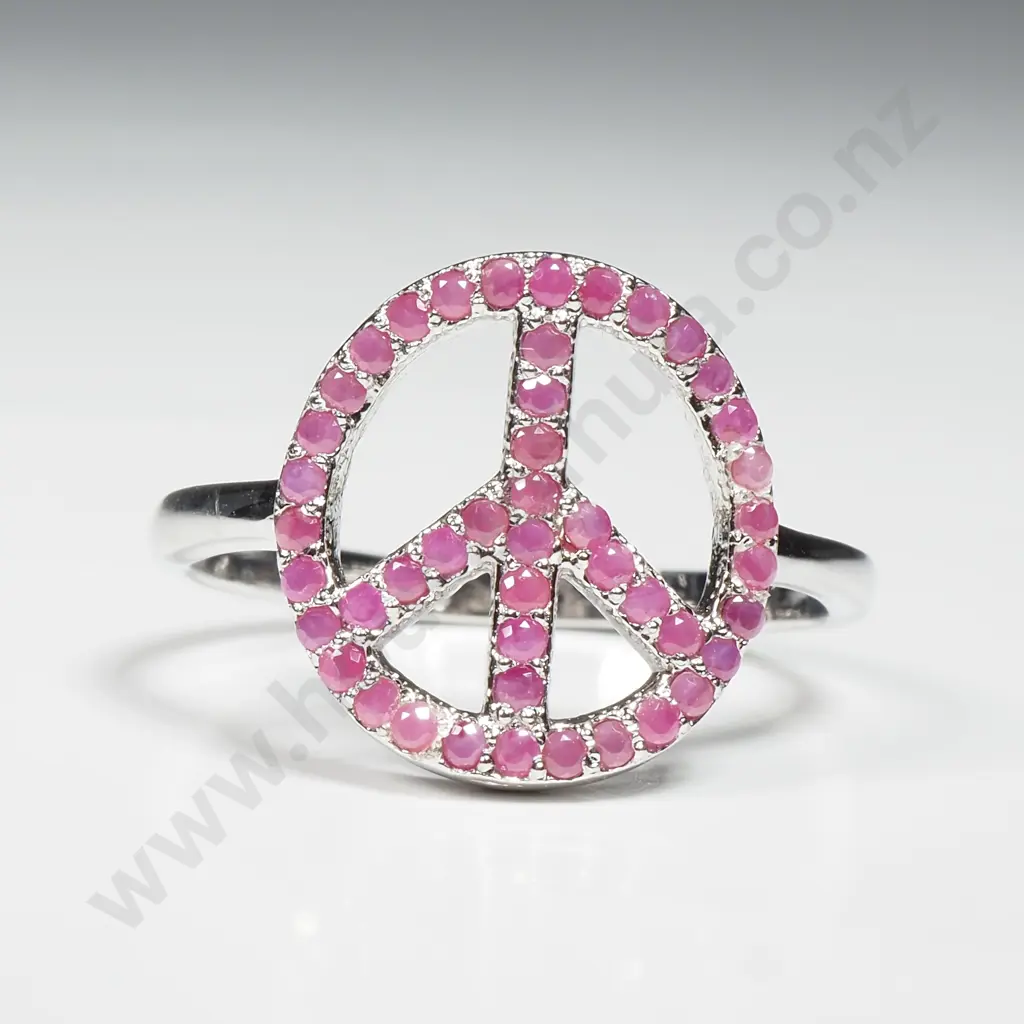 Sterling Silver Ruby Peace Ring Image 1++