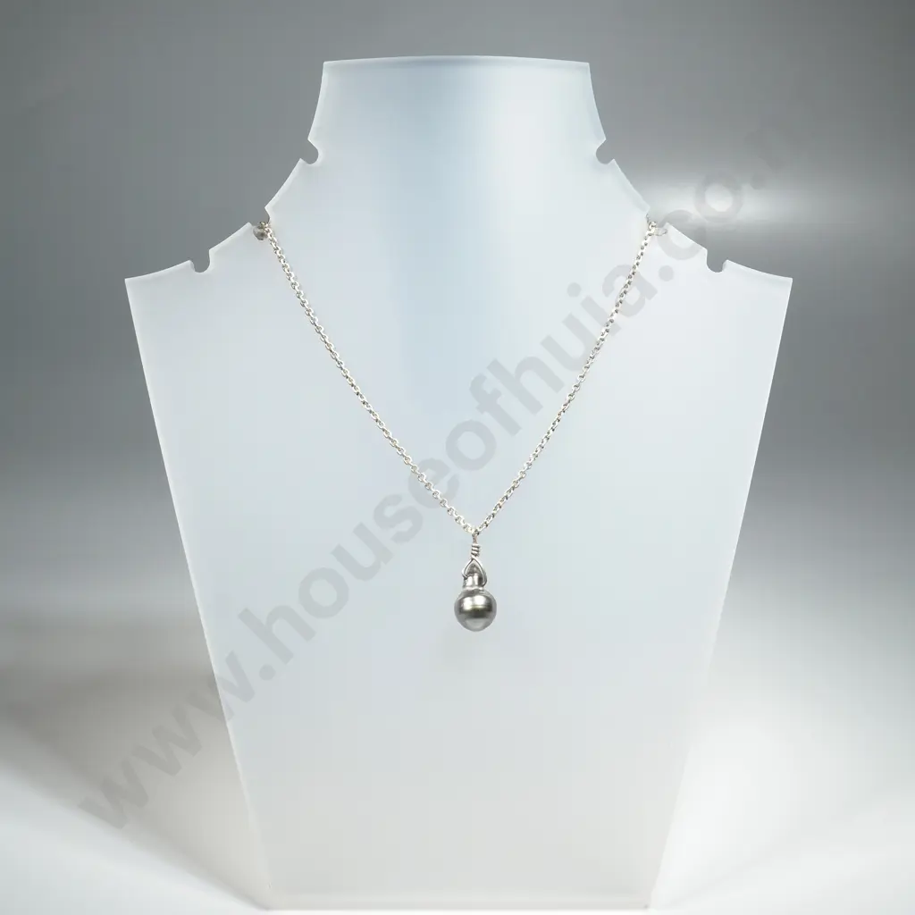 Sterling Silver & Black Pearl Pendant / Necklace Image 1++