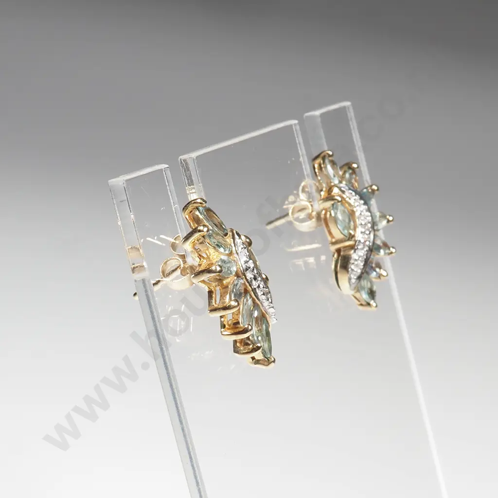 9ct Gold & Alexandrite & Diamond Earrings w Certificate of Authenticity Image 1++