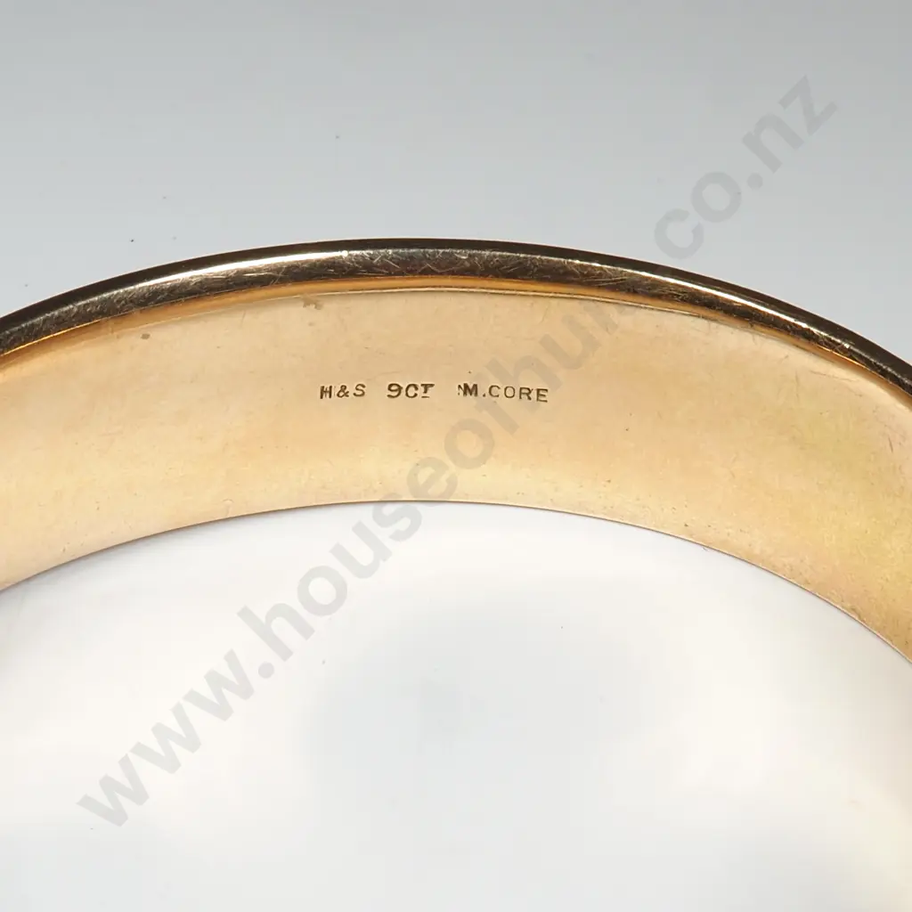 Vintage 9ct Gold Engraved Metal Core Snap Bangle Image 1++