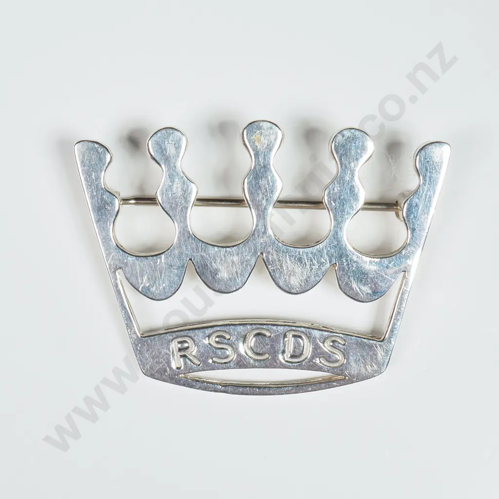 Sterling Silver Royal Scottish Dance Society Pin w Crown Shape Image 1++