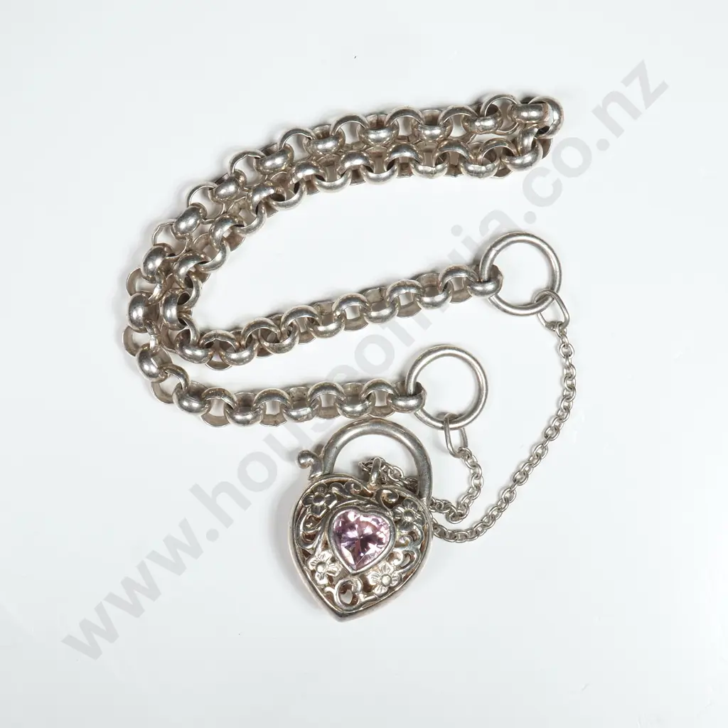 Sterling Silver Heart Locket Belcher Bracelet Image 1++