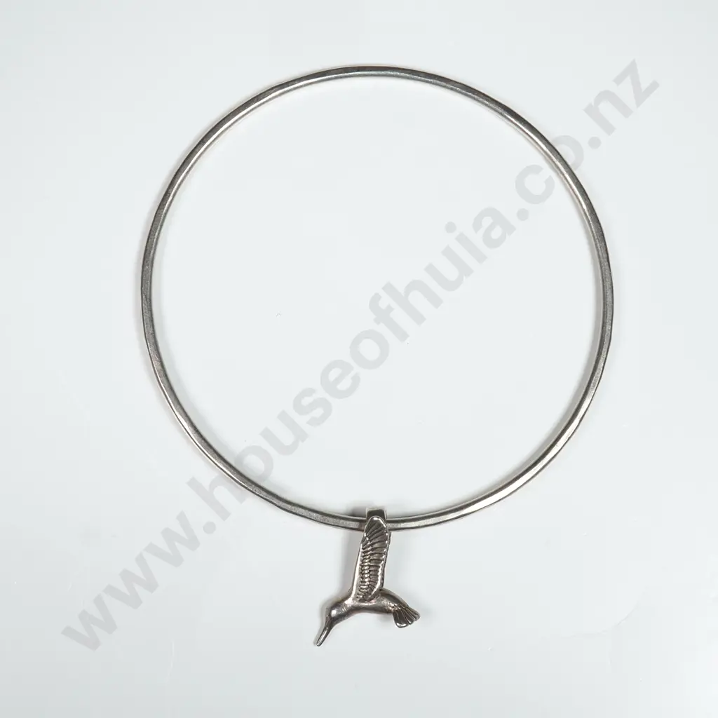 Sterling Silver Bangle w Bird Charm Image 1++