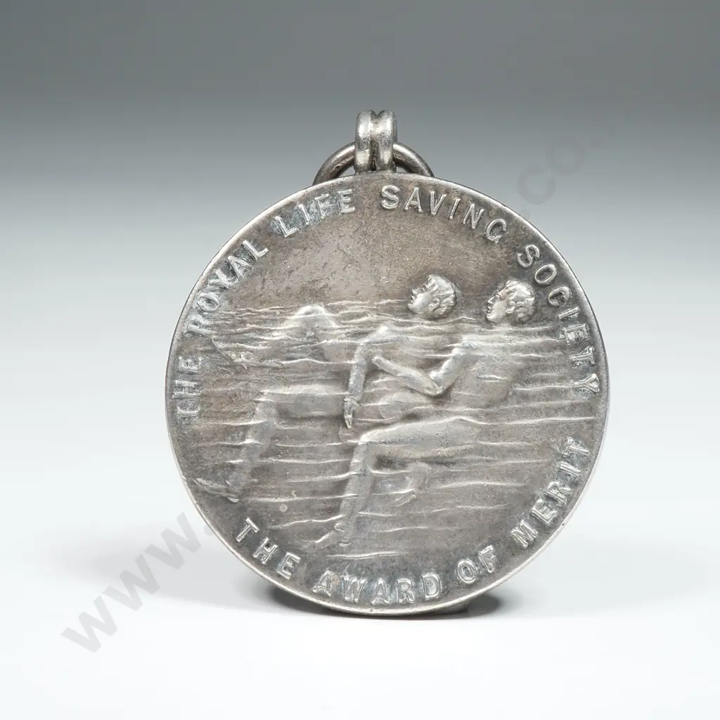 Sterling Silver Vintage Royal Life Saving Society Award or Merit w Robed Female & the Words "Awarded to" Image 1++