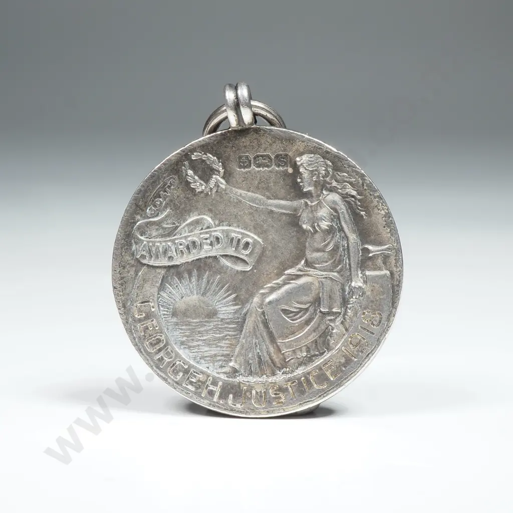 Sterling Silver Vintage Royal Life Saving Society Award or Merit w Robed Female & the Words "Awarded to" Image 1++