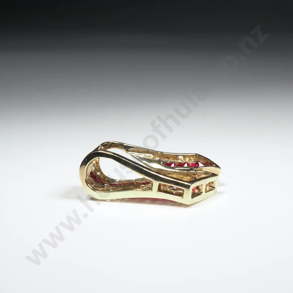 18ct Gold Diamond & Ruby Pendant w Valuation for $9,520.00 - Matches Following Lots Image 1++