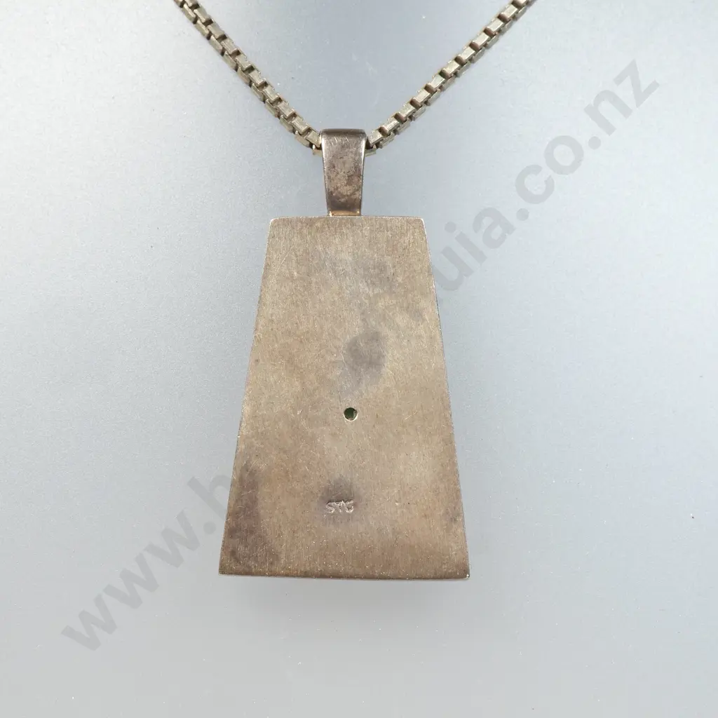 Sterling Silver New Zealand Greenstone Pendant on Sterling Silver Chain Image 1++