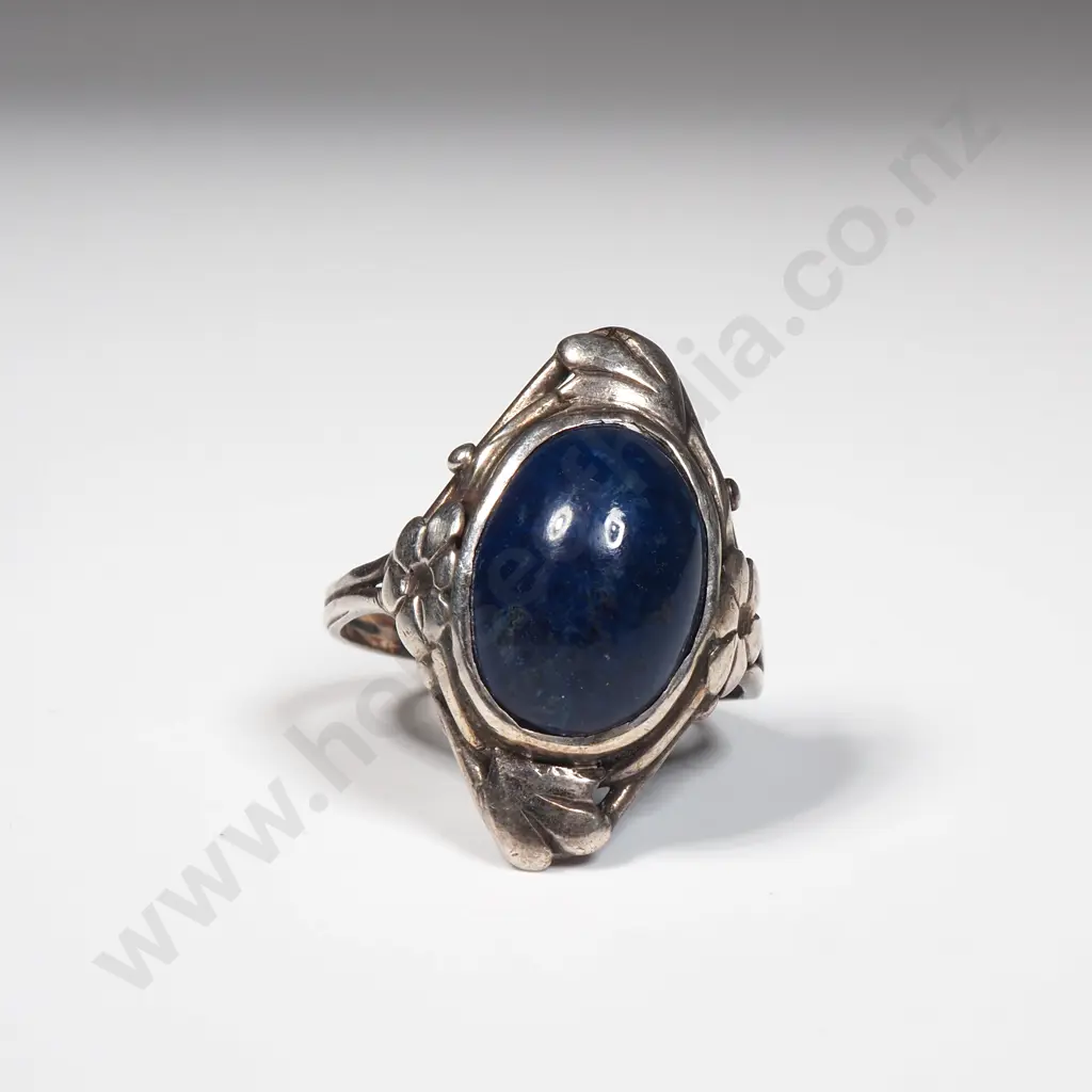 Vintage Sterling Silver & Lapis Lazuli Ring Image 1++
