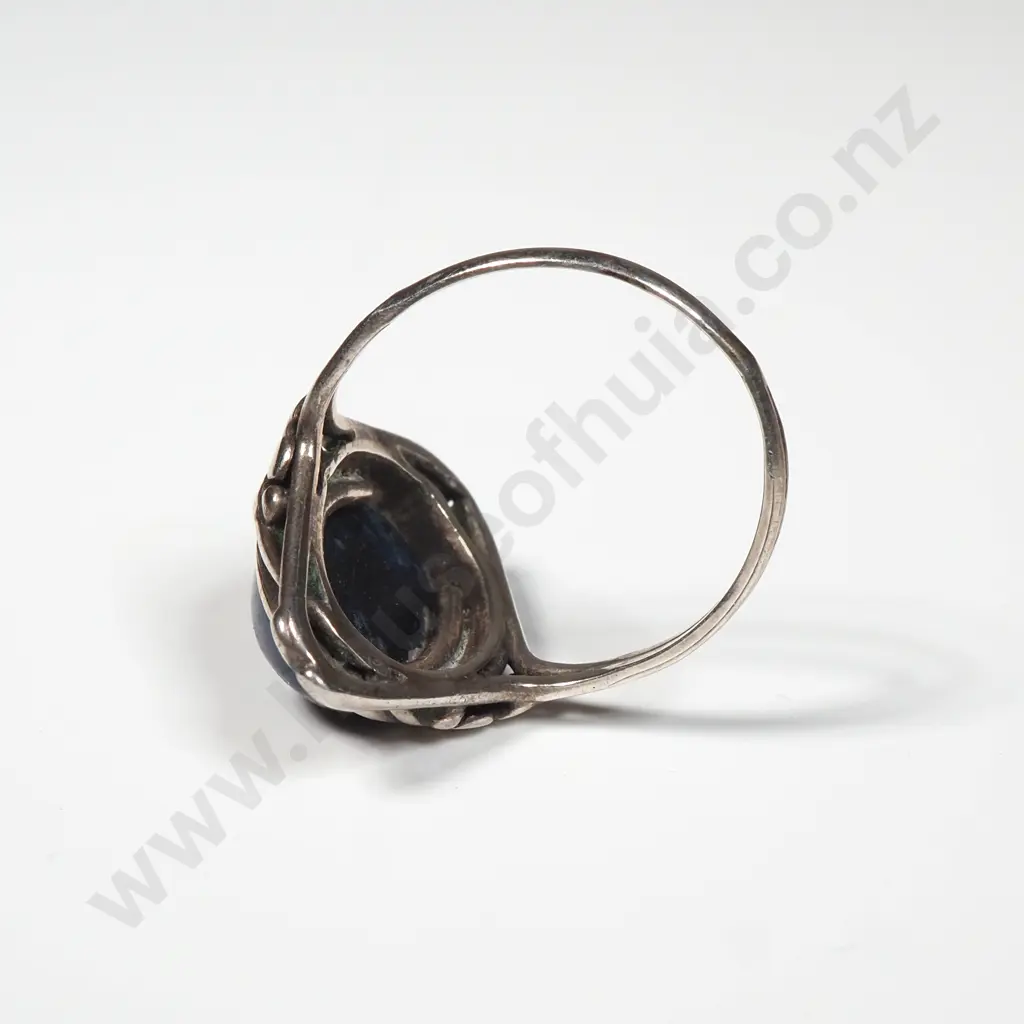 Vintage Sterling Silver & Lapis Lazuli Ring Image 1++