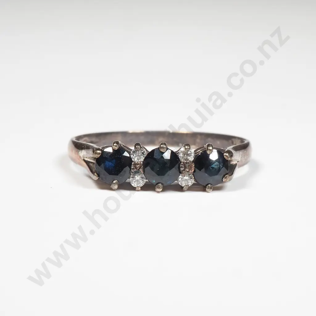 Sterling Silver Trilogy Sapphire Ring Image 1++