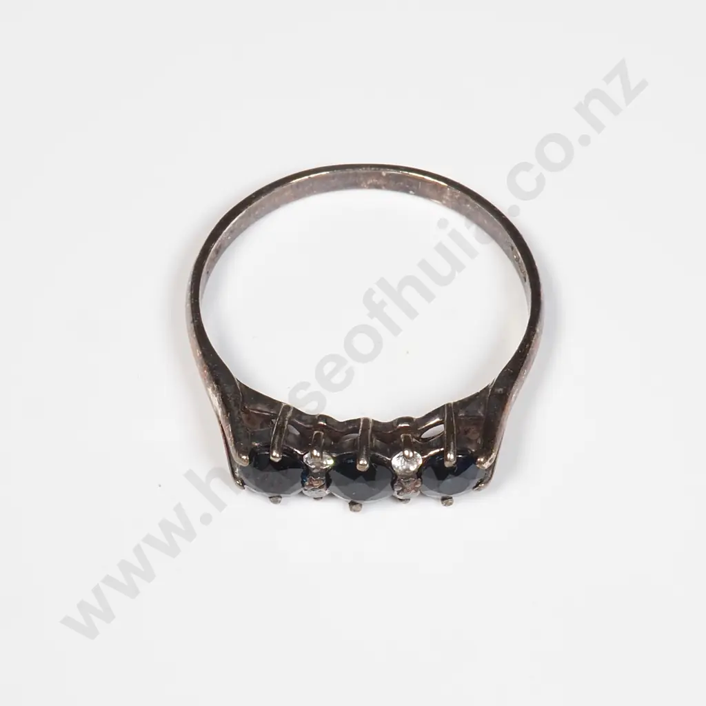 Sterling Silver Trilogy Sapphire Ring Image 1++