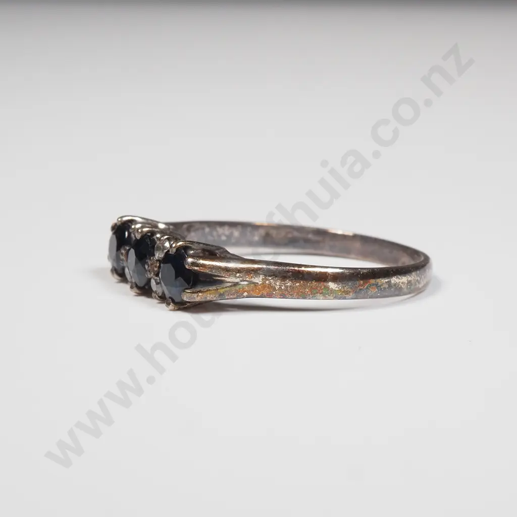 Sterling Silver Trilogy Sapphire Ring Image 1++