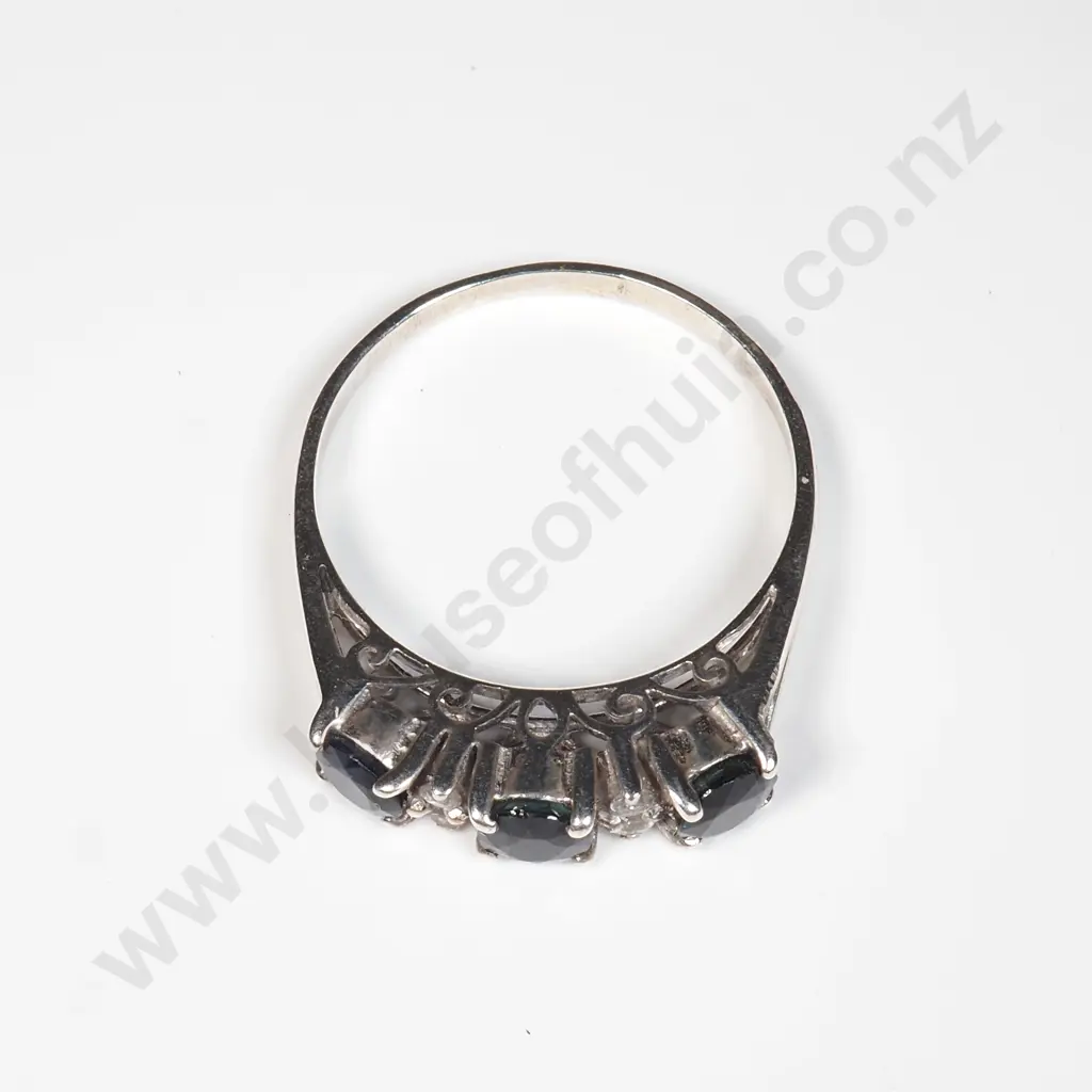 Sterling Silver Trilogy Sapphire Ring Image 1++