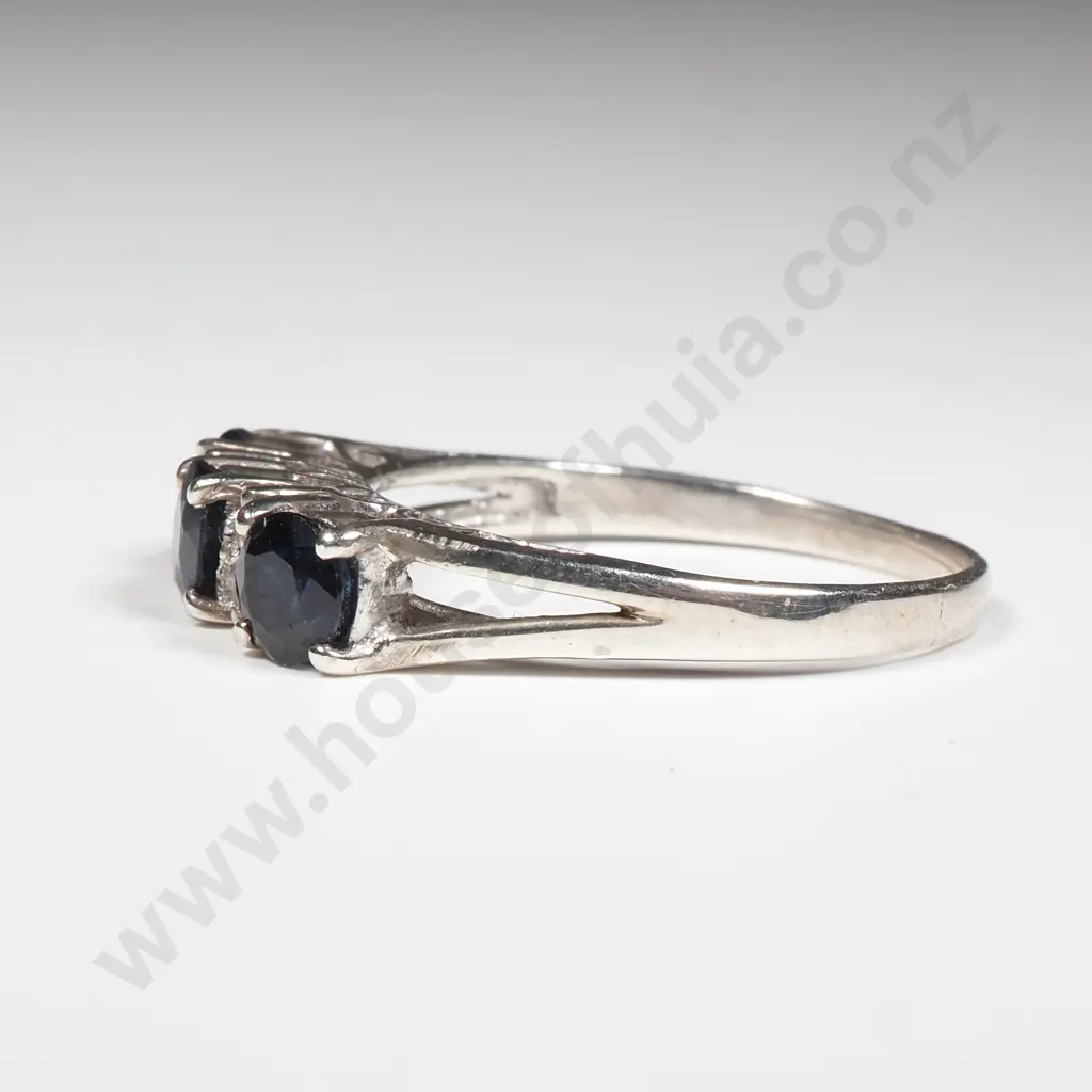 Sterling Silver Trilogy Sapphire Ring Image 1++